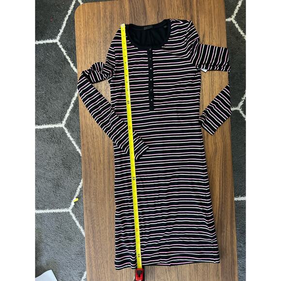 NEW! ATM Anthony Thomas Melillo LS Dress Striped in Black Pink Beige In Size M - Picture 7 of 7